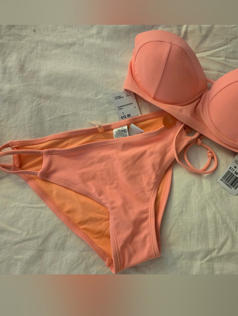 Coral Peach Push-Up Bikini Set